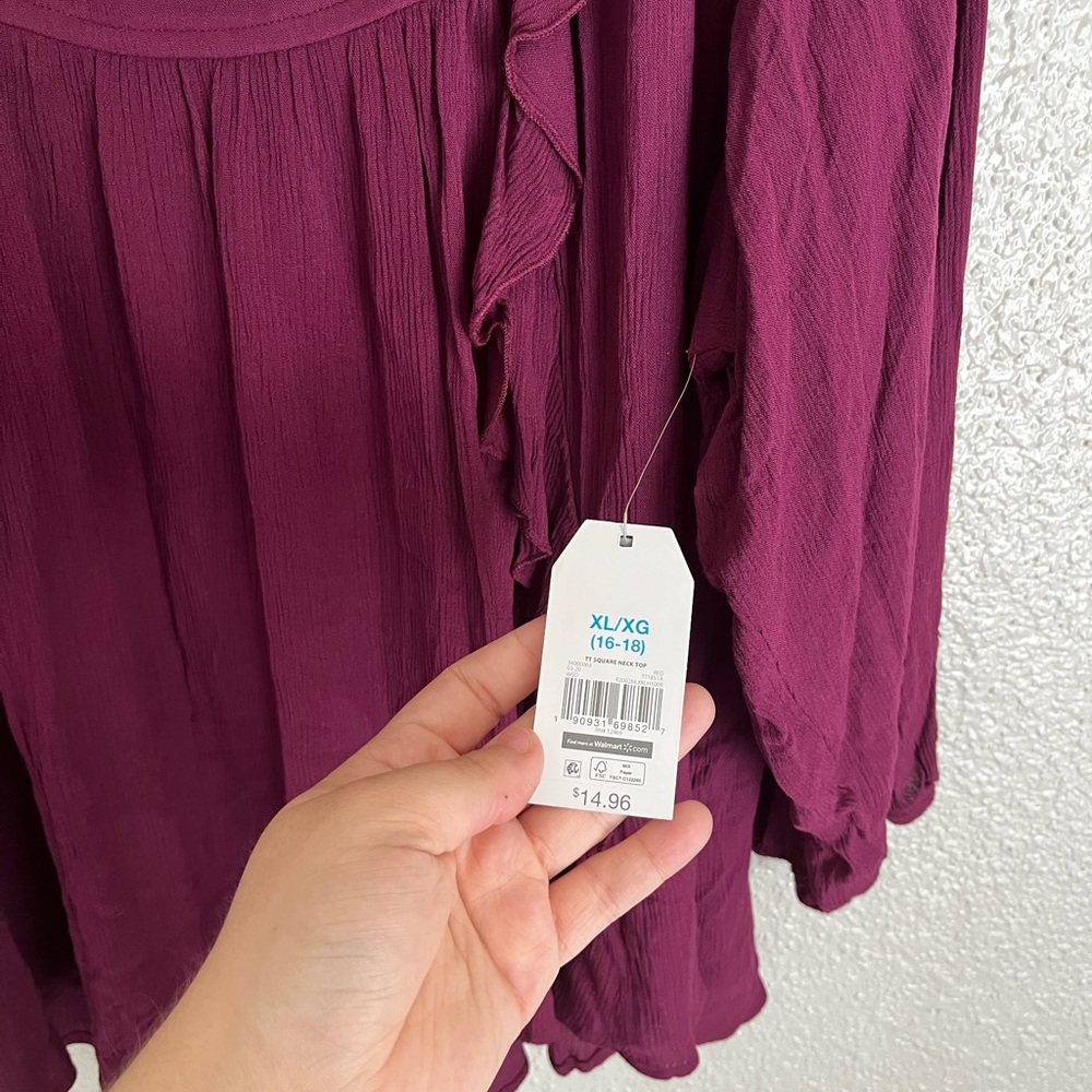 Burgundy Ruffle Blouse - Picture 4 of 6